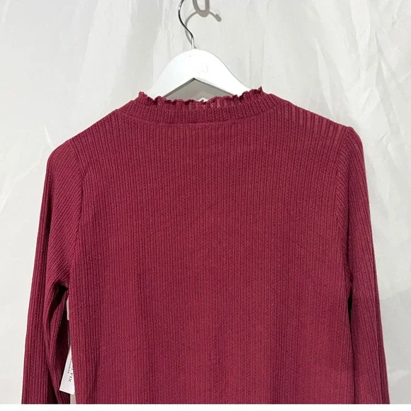 Pink Clover Top Womens Large Long Sleeve Mock Neck Ribbed Stitch Fix Mauve NEW - Picture 6 of 11